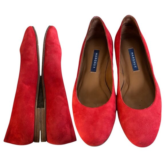 MARGAUX‎ RED BALLET FLATS SUEDE BALLERINA SHOES SZ. 5/35 - Picture 4 of 5